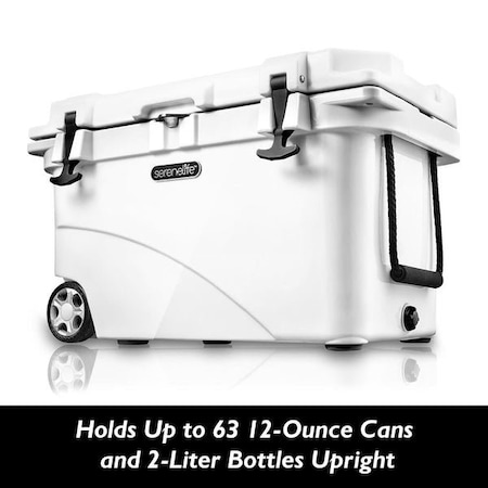 Serenelife Portable Cooler Box - Holds Up to 63 Cans, Keeps Ice Up to 5 Days, Heavy-Duty 45-Quart (White) SLCB45